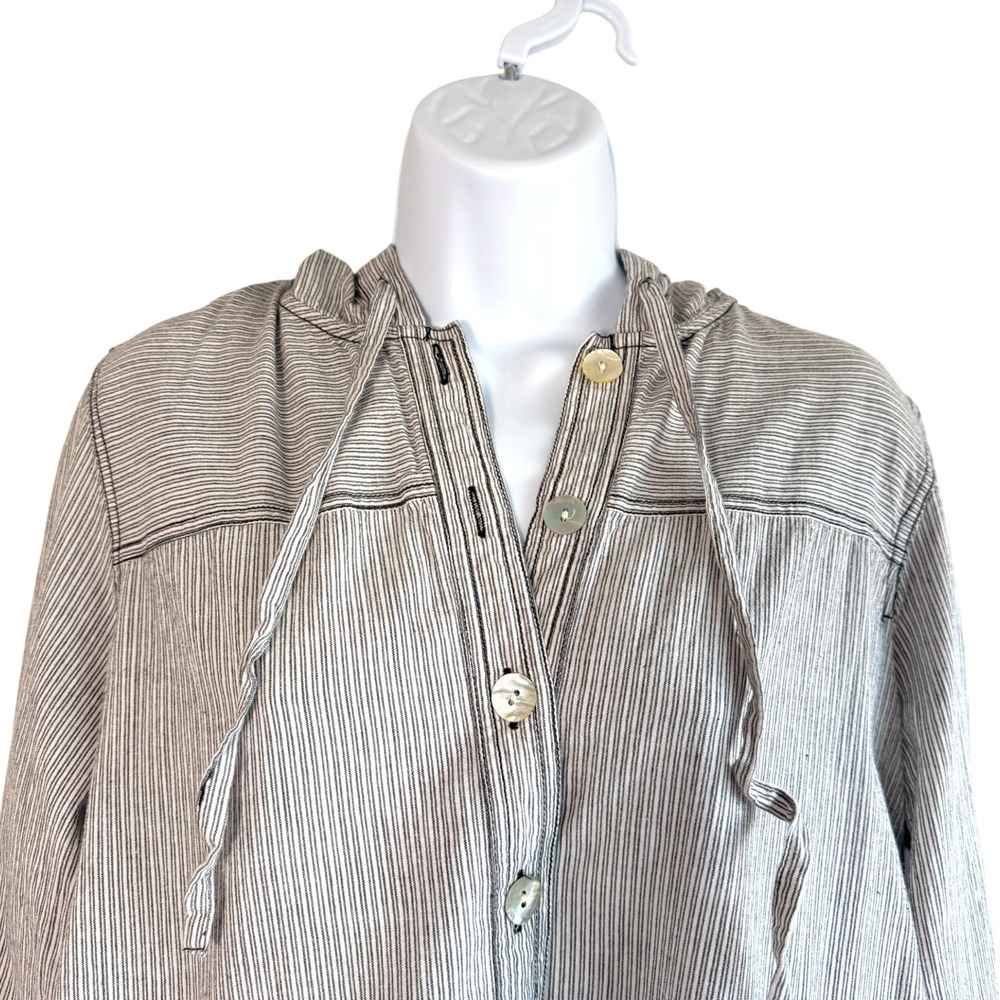 NorthStyle Womens Lightweight Cotton Jacket Sz M Striped Hooded Beach Fisherman - Picture 3 of 8
